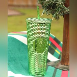 Starbucks 2023 Holiday Bling Metallic Green Studded Tumbler